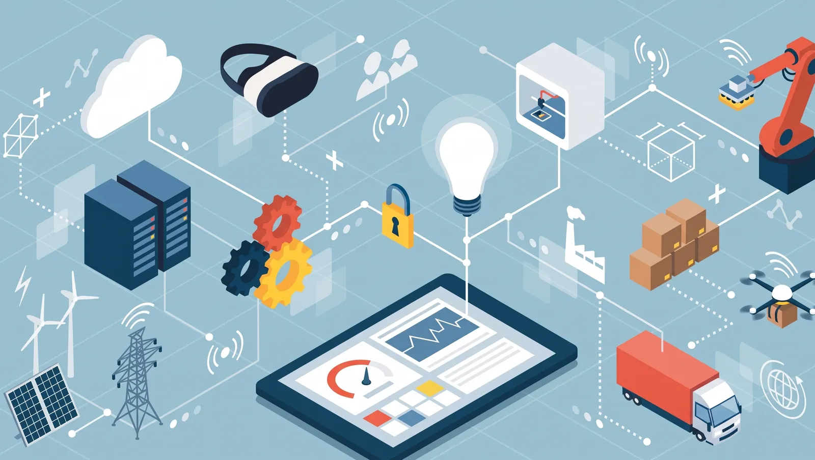 Illustration des services numériques GSI : cloud, applications, infrastructure et objets connectés